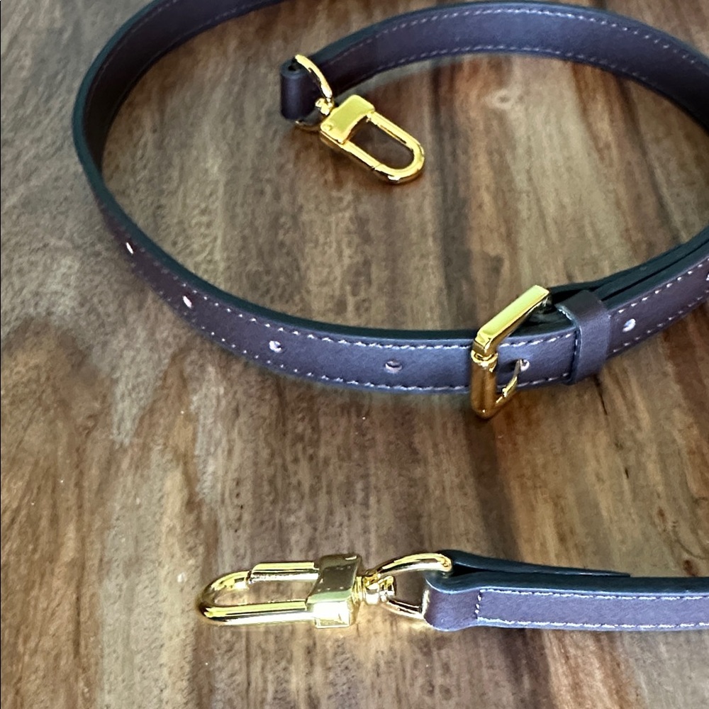 Elegant Coffee Brown Leather Strap with Gold Hardware for purse - Picture 3 of 11